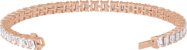 14K Gold Emerald Lab-Grown Diamond Line Bracelet – 10 1/2 CTW - Rose Gold - view 3