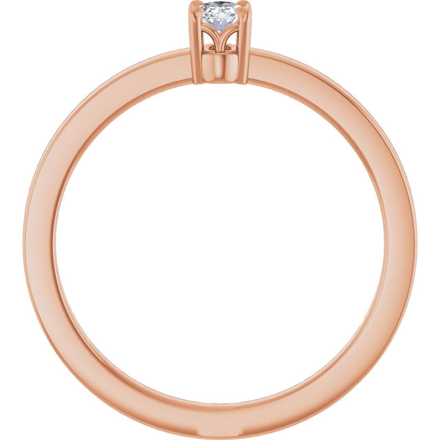14K Gold Emerald Lab-Grown Diamond Claw-Prong Solitaire Ring - Rose Gold - view 8