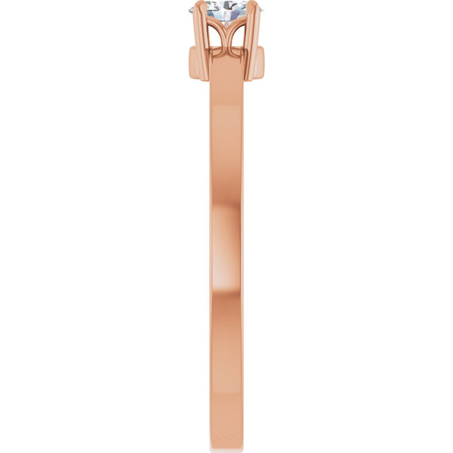 14K Gold Emerald Lab-Grown Diamond Claw-Prong Solitaire Ring - Rose Gold - view 9