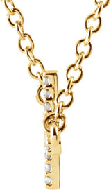 14K Gold Round Natural Diamond Sideways Cross Necklace - Yellow Gold - view 4