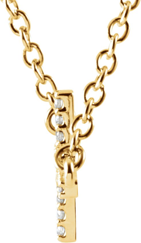 14K Gold Round Natural Diamond Sideways Cross Necklace - Yellow Gold - view 4