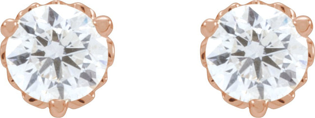 14K Gold Lab-Grown Diamond Round 3-Prong Scroll Stud Earrings - Rose Gold - view 4