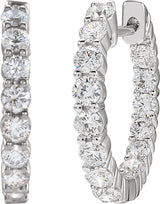 14K Gold Round Lab-Grown Diamond Inside-Outside Hoop Earrings – up to 1/2 CTW - White Gold - view 6