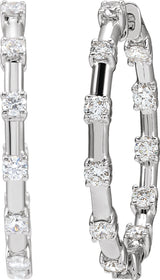 14K Gold Round Lab-Grown Diamond Inside-Outside Hoop Earrings – 1 CTW - White Gold - view 2