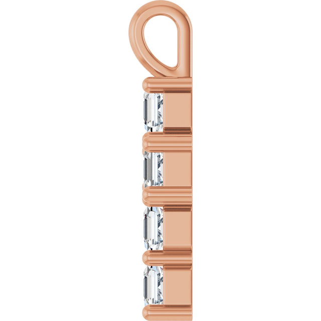 10K Gold Round Lab-Grown Diamond Accented Cross Pendant - Rose Gold - view 6