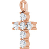 10K Gold Round Lab-Grown Diamond Accented Cross Pendant - Rose Gold - view 5