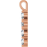 10K Gold Round Lab-Grown Diamond Accented Cross Pendant - Rose Gold - view 6