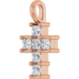 10K Gold Square Lab-Grown Diamond Accented Cross Pendant - Rose Gold - view 5