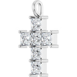10K Gold Square Lab-Grown Diamond Accented Cross Pendant - White Gold - view 5