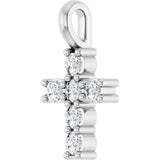 Platinum Round Lab-Grown Diamond Accented Cross Pendant - view 5