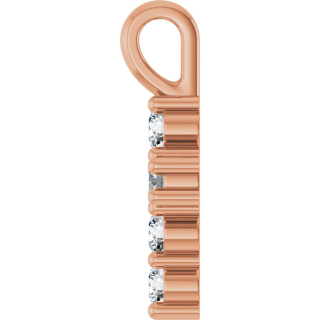 10K Gold Round Lab-Grown Diamond Accented Cross Pendant - Rose Gold - view 6