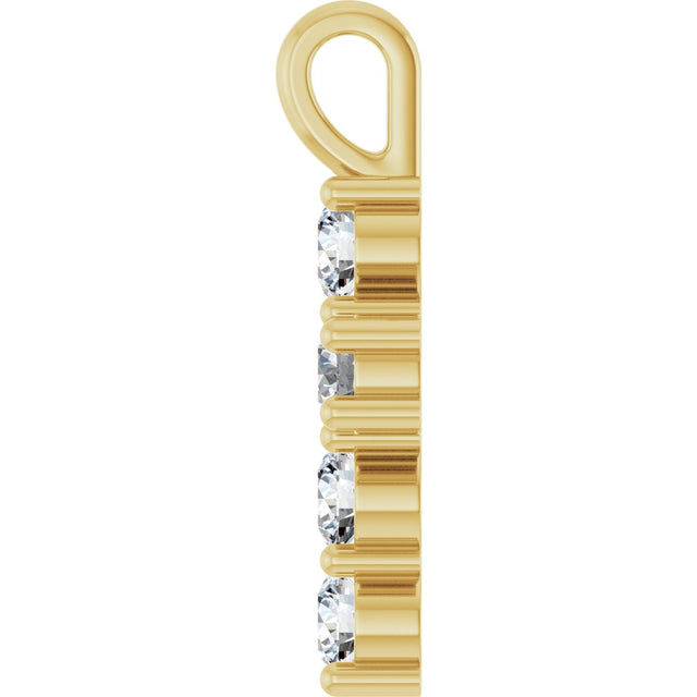 14K Gold Square Lab-Grown Diamond Accented Cross Pendant - Yellow Gold - view 6