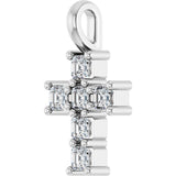 Platinum Asscher Natural Diamond Accented Cross Pendant - view 5