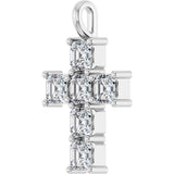 14K Gold Square Lab-Grown Diamond Accented Cross Pendant - White Gold - view 5