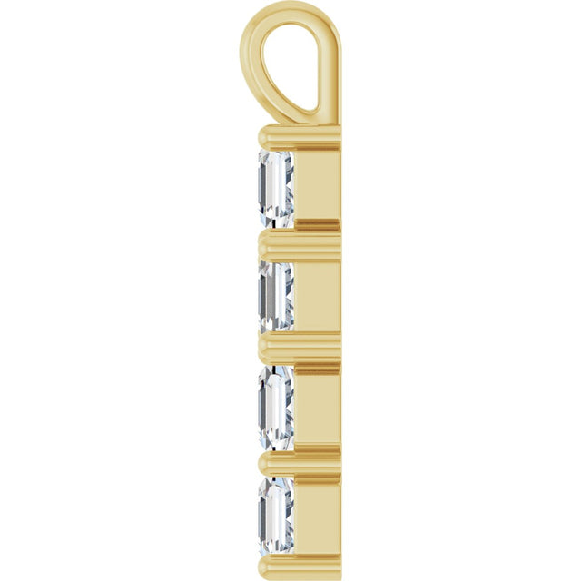 14K Gold Square Lab-Grown Diamond Accented Cross Pendant - Yellow Gold - view 6
