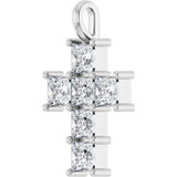 10K Gold Round Lab-Grown Diamond Accented Cross Pendant - White Gold - view 5