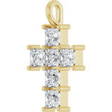 10K Gold Round Lab-Grown Diamond Accented Cross Pendant - Yellow Gold - view 5