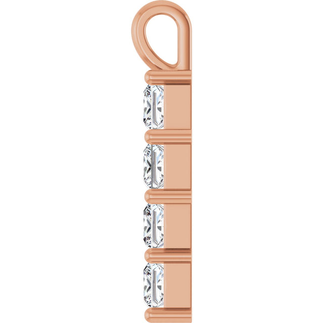 10K Gold Round Lab-Grown Diamond Accented Cross Pendant - Rose Gold - view 6