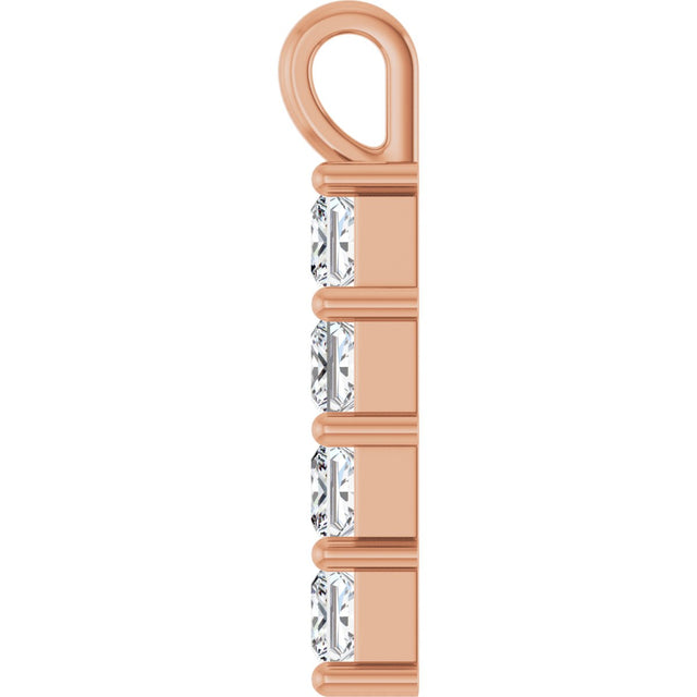 10K Gold Square Lab-Grown Diamond Accented Cross Pendant - Rose Gold - view 6