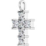 10K Gold Square Lab-Grown Diamond Accented Cross Pendant - White Gold - view 5