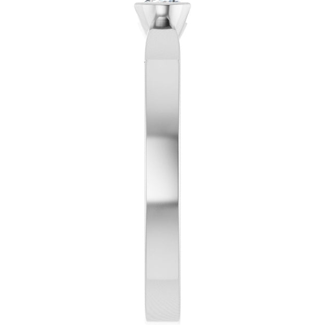 Platinum Oval Natural Diamond Half-Bezel Solitaire Ring - view 9