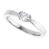 14K Gold Oval Lab-Grown Diamond Half-Bezel Solitaire Ring - White Gold - view 10