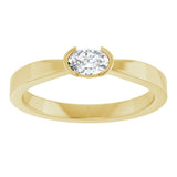 14K Gold Oval Natural Diamond Half-Bezel Solitaire Ring - Yellow Gold - view 8