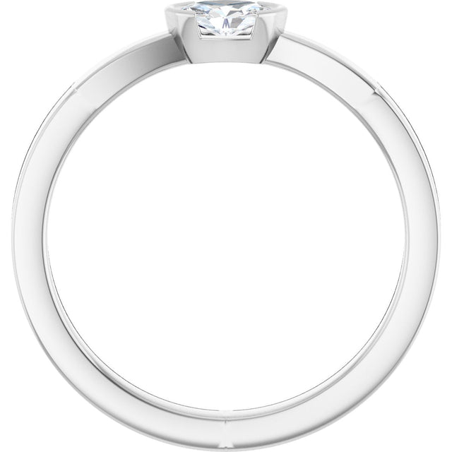 Platinum Oval Lab-Grown Diamond Half-Bezel Solitaire Ring - view 7