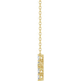 14K Gold Round Natural Diamond Accented Sideways Cross Necklace – 2mm Stones - Yellow Gold - view 6