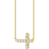 14K Gold Round Lab-Grown Diamond Accented Sideways Cross Necklace – 1/3 CTW - Yellow Gold - view 5