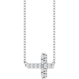 14K Gold Round Lab-Grown Diamond Accented Sideways Cross Necklace – 1/3 CTW - White Gold - view 5
