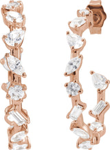 14K Gold Lab-Grown Diamond Hoop Earrings - Rose Gold - view 2