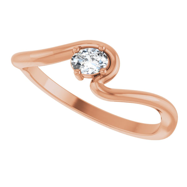 14K Gold Oval Lab-Grown Diamond Solitaire Freefrom Ring - Rose Gold - view 10