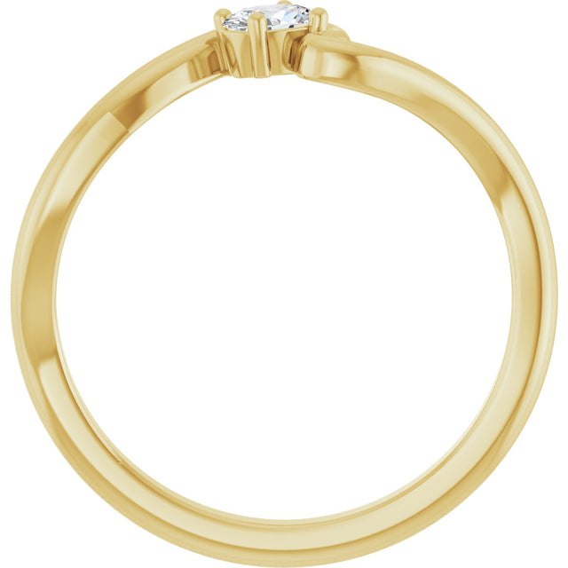 14K Gold Oval Natural Diamond Solitaire Freefrom Ring - Yellow Gold - view 7