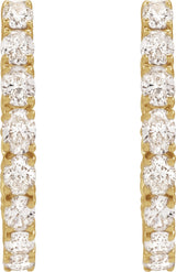 14K Gold Oval Lab-Grown Diamond Inside-Outside Hoop Earrings - Yellow Gold - view 5