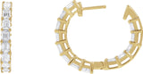 14K Gold Emerald Natural Diamond Inside-Outside Hoop Earrings - Yellow Gold - view 8