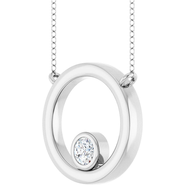 14K Gold Round Lab-Grown Diamond Geometric Necklace – 1/6 CTW - White Gold - view 2