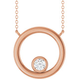 14K Gold Round Lab-Grown Diamond Geometric Necklace – 1/6 CTW - Rose Gold