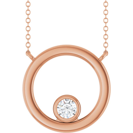 14K Gold Round Lab-Grown Diamond Geometric Necklace – 1/6 CTW - Rose Gold
