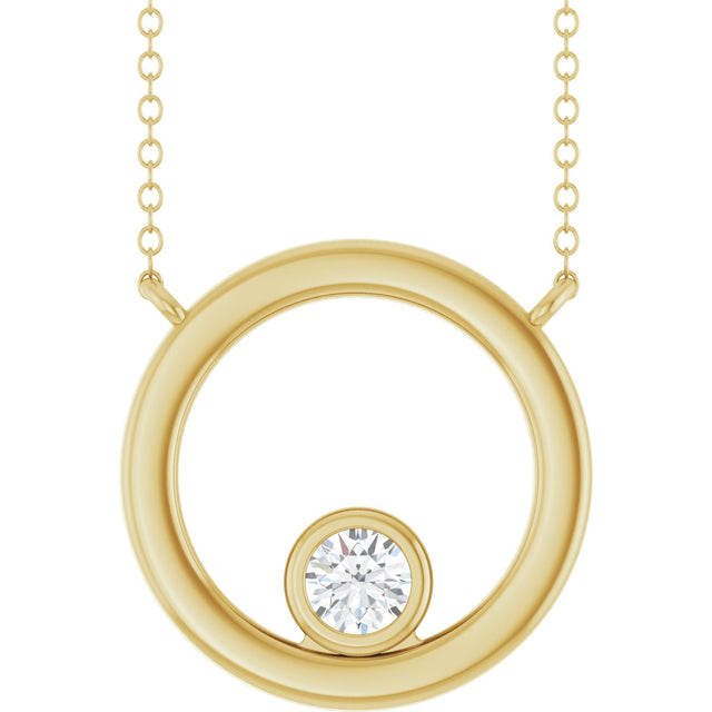 14K Gold Round Lab-Grown Diamond Geometric Necklace – 1/6 CTW - Yellow Gold