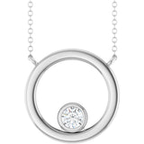 14K Gold Round Lab-Grown Diamond Geometric Necklace – 1/6 CTW - White Gold