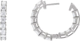 14K Gold Emerald Natural Diamond Inside-Outside Hoop Earrings - White Gold - view 8