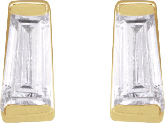 14K Gold Lab-Grown Diamond Tapered Baguette Channel-Set Stud Earrings - Yellow Gold - view 4