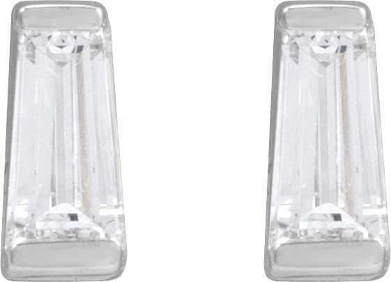 Platinum Natural Diamond Tapered Baguette Channel-Set Stud Earrings - view 4