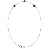14K Gold Round Natural Mozambique Garnet Bezel-Set Link Bracelet – 25.9x1.7mm - White Gold - view 8
