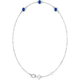 14K Gold Round Lab-Grown Blue Sapphire Bezel-Set Link Bracelet – 25.9x1.7mm - White Gold - view 8