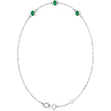 14K Gold Round Natural Emerald Bezel-Set Link Bracelet – 25.9x1.7mm - White Gold - view 8