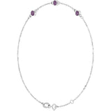 14K Gold Round Lab-Grown Alexandrite Bezel-Set Link Bracelet – 25.9x1.7mm - White Gold - view 8