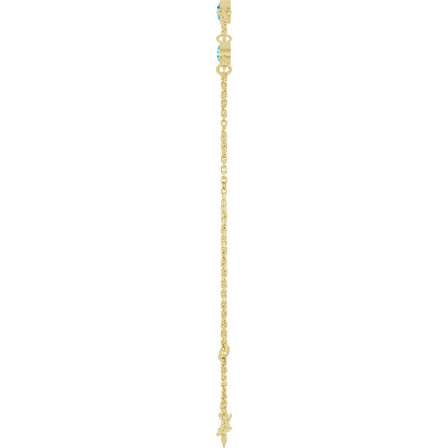 14K Gold Round Natural Aquamarine Bezel-Set Link Bracelet – 25.9x1.7mm - Yellow Gold - view 9