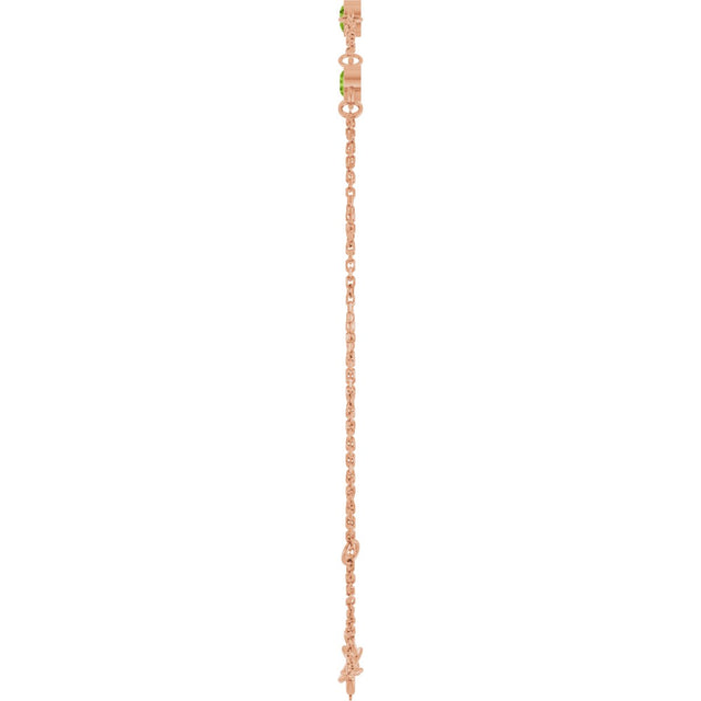 14K Gold Round Natural Peridot Bezel-Set Link Bracelet – 25.9x1.7mm - Rose Gold - view 13